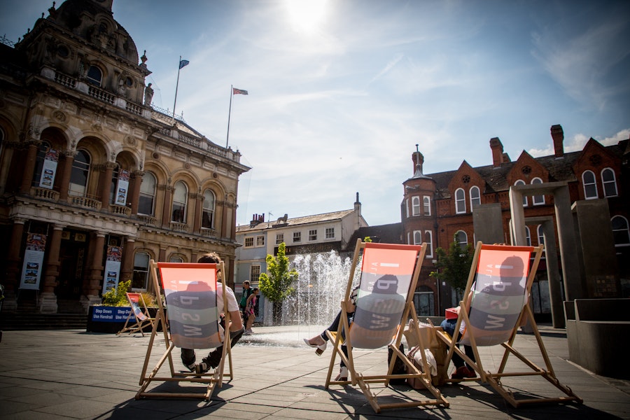 All About Ipswich deck chairs overlooking the town hall